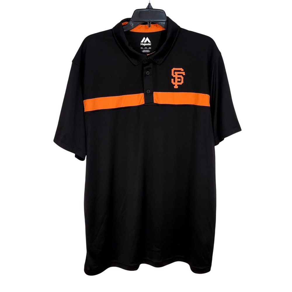 Majestic San Francisco Giants Polo Shirt Mens 2XL Black Orange MLB Baseball